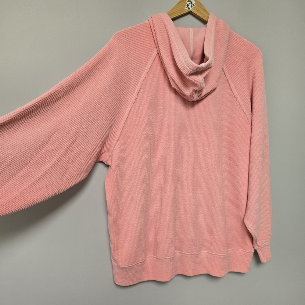 Aerie Wonder Full Zip Hoodie Sweatshirt Size L Pink Oversized Pockets Textured - Picture 9 of 11